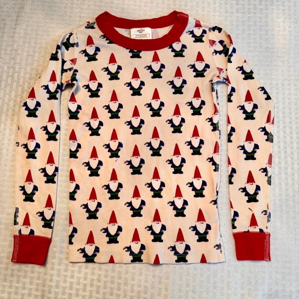 Hanna Andersson Gnome Organic Cotton Pajama Top Size 6 Red‎ White